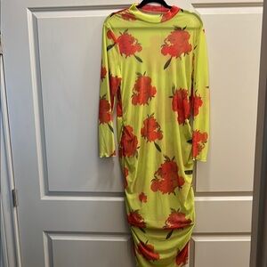 Floral Long Sleeve Dress in Yellow and Red
